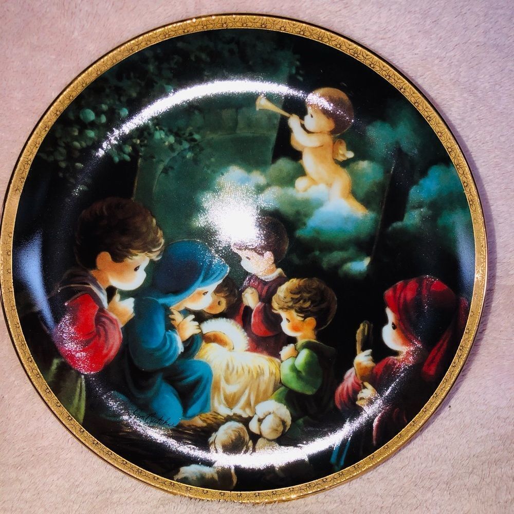 𝅺PRECIOUS Moments Come Let Us Adore Him Plate